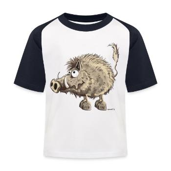 Lustiges Wildschwein - Kinder Baseball T-Shirt - Weiß/Navy - Vorne