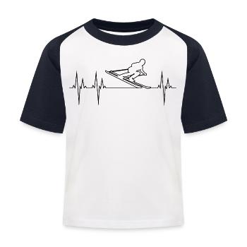 Ski Alpin Grand Slalom électrocardiogramme ECG Ski - T-shirt baseball Enfant - blanc/marine - Devant