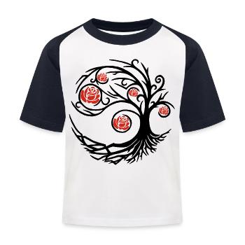 Seltsame schwarze Rose - Kinder Baseball T-Shirt - Weiß/Navy - Vorne