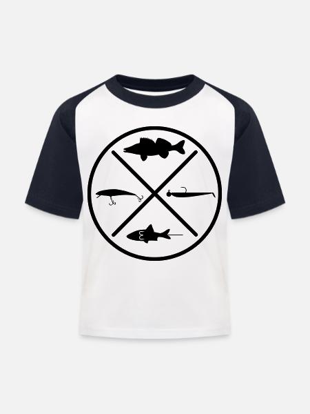 Zander - Kinder Baseball T-Shirt - Weiß/Navy