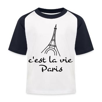 c’est la vie - T-shirt baseball Enfant - blanc/marine - Devant