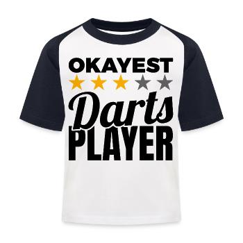 Lustiger Dartspieler - Kinder Baseball T-Shirt - Weiß/Navy - Vorne