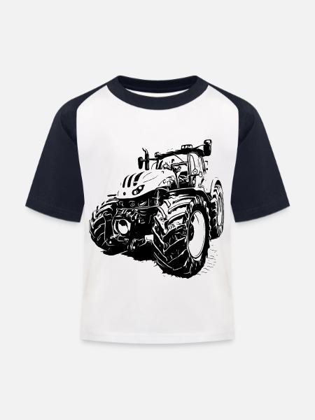 Traktor - Kinder Baseball T-Shirt - Weiß/Navy
