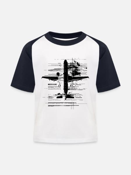 Flugzeug - Kinder Baseball T-Shirt - Weiß/Navy