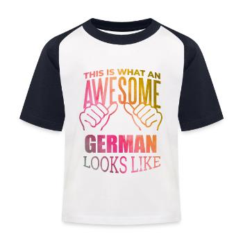 Deutschland Deutschland Deutschland - Kinder Baseball T-Shirt - Weiß/Navy - Vorne