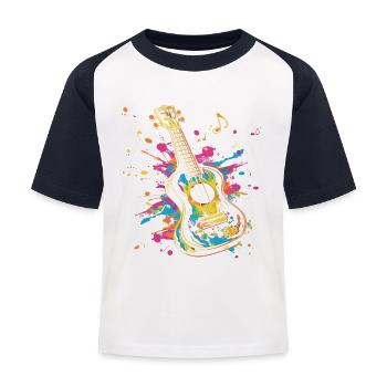 Ukulele Streetart - Kinder Baseball T-Shirt - Weiß/Navy - Vorne