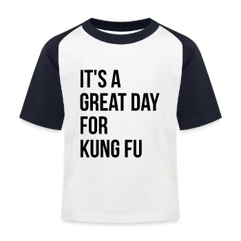 Kung-Fu - Kinder Baseball T-Shirt - Weiß/Navy - Vorne