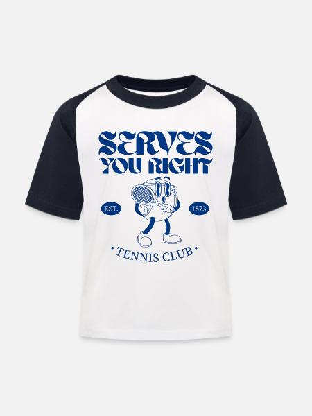 Serves You Right Tennis - Kinder Baseball T-Shirt - Weiß/Navy