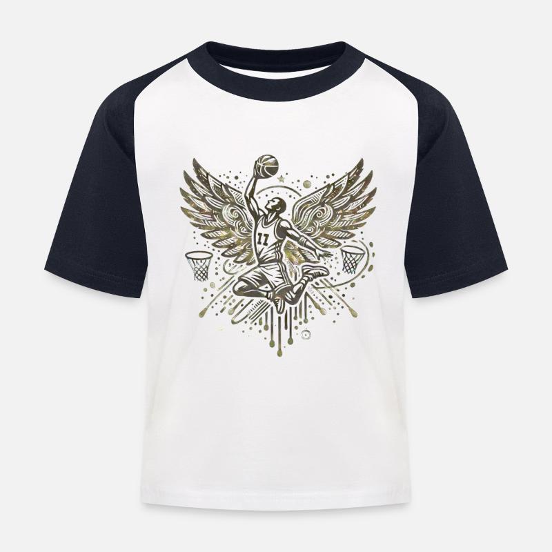 Wing Basketball Player Graffiti - Kids' Baseball T-Shirt - white/navy