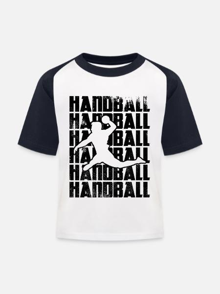 Handball - Kinder Baseball T-Shirt - Weiß/Navy