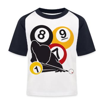 Billiards Focus - Kids' Baseball T-Shirt - white/navy - Front
