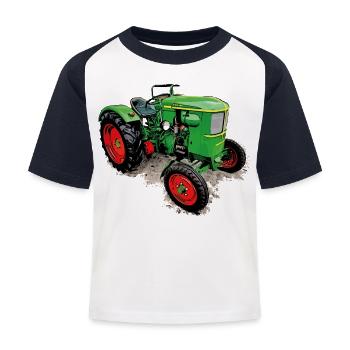 Legendärer Traktor Klassiker - Kinder Baseball T-Shirt - Weiß/Navy - Vorne