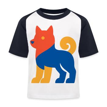 Pop Art Dog - Kinder Baseball T-Shirt - Weiß/Navy - Vorne