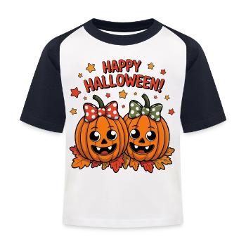 Citrouilles gaies avec des arcs - T-shirt baseball Enfant - blanc/marine - Devant