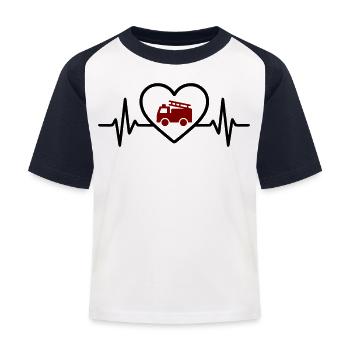 Camion de pompiers Heart - T-shirt baseball Enfant - blanc/marine - Devant