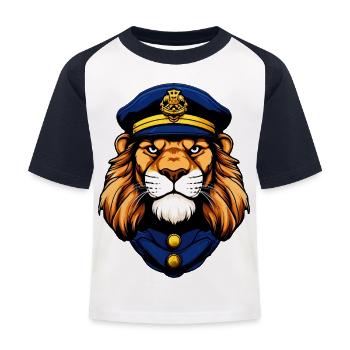 Polizei Löwe - Kinder Baseball T-Shirt - Weiß/Navy - Vorne