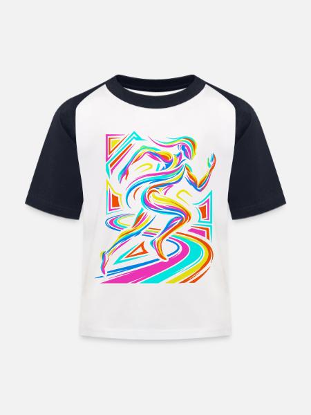 Läufer - Kinder Baseball T-Shirt - Weiß/Navy