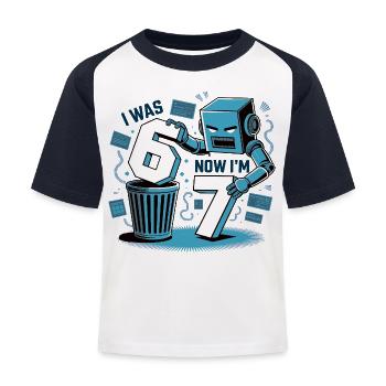Robot 7 Years Birthday 67 - Kids' Baseball T-Shirt - white/navy - Front