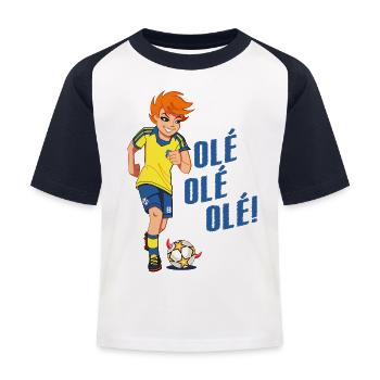 Teufelskicker Olé Olé Olé & Catrina Mit Fußball  - Kinder Baseball T-Shirt - Weiß/Navy - Vorne