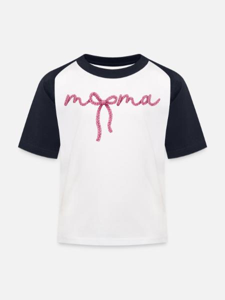 Mama Schleife - Kinder Baseball T-Shirt - Weiß/Navy