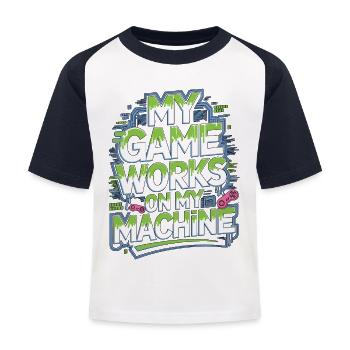 Game Developer My Game Works On Game Programmer - Kids' Baseball T-Shirt - white/navy - Front