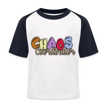 Kindergarten Chaos Koordinator - Kinder Baseball T-Shirt - Weiß/Navy - Vorne