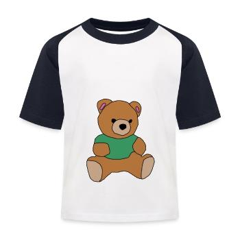 Teddybär - Kinder Baseball T-Shirt - Weiß/Navy - Vorne