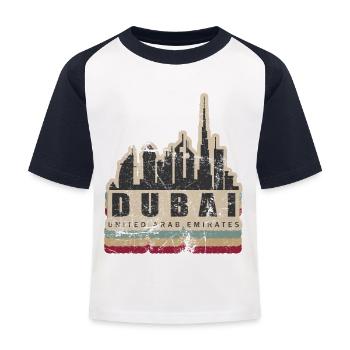 Rétro Dubai Tower City Tourisme Cadeau - T-shirt baseball Enfant - blanc/marine - Devant