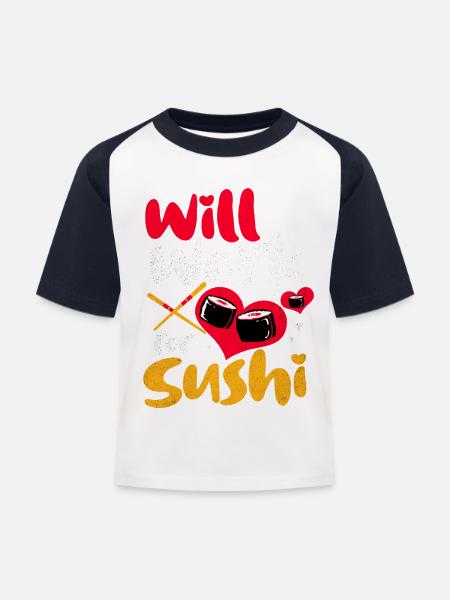 Sushi - Kinder Baseball T-Shirt - Weiß/Navy