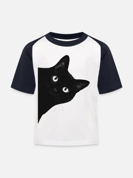Katze - Kinder Baseball T-Shirt - Weiß/Navy