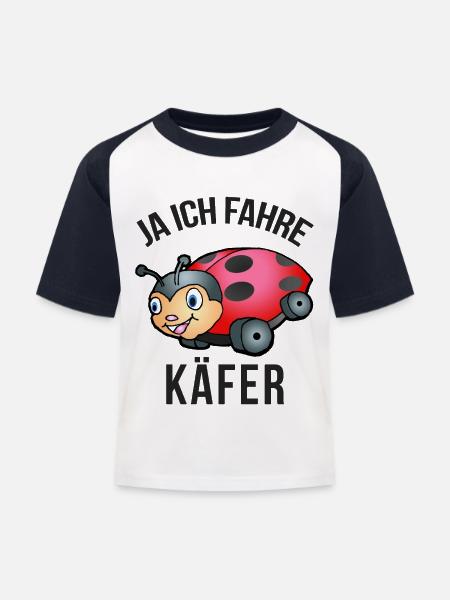 Marienkäfer Auto - Kinder Baseball T-Shirt - Weiß/Navy