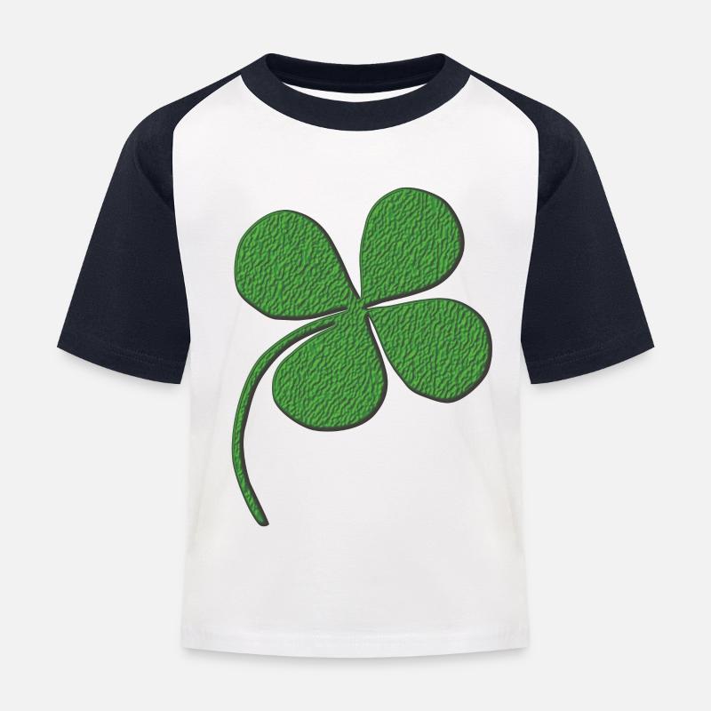 Kleeblatt vierblaettrig 3d - Kinder Baseball T-Shirt - Weiß/Navy