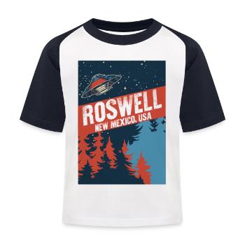 Roswell New Mexico USA Théories du complot Fun Gif - T-shirt baseball Enfant - blanc/marine - Devant