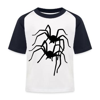 Araignée Araignées Animaux rampant Dégoût Horreur - T-shirt baseball Enfant - blanc/marine - Devant