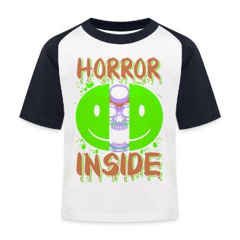Festival du film d’horreur zombie + Halloween - T-shirt baseball Enfant - blanc/marine - Devant