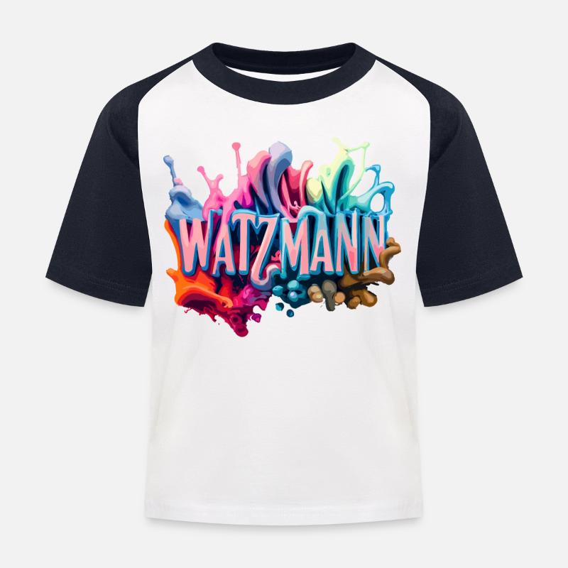 Berg Watzmann - Modernes und Buntes Design - Kinder Baseball T-Shirt - Weiß/Navy