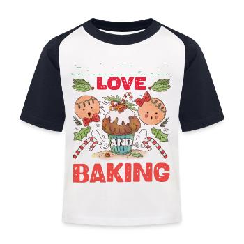 Noël, Amour et pâtisserie, Douce joie des fêtes - T-shirt baseball Enfant - blanc/marine - Devant