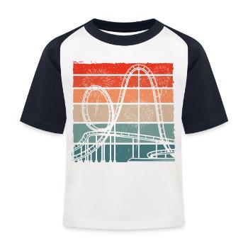 Coasterholic, Freizeitpark, Rummelplatz Achterbahn - Kinder Baseball T-Shirt - Weiß/Navy - Vorne