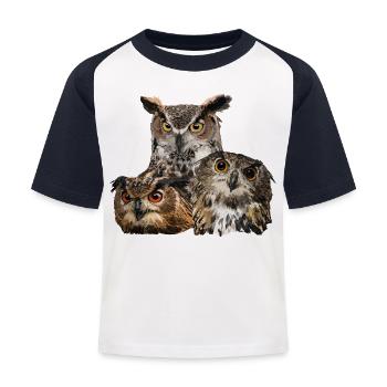 Nächtliche Raubvögel - Kinder Baseball T-Shirt - Weiß/Navy - Vorne