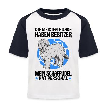 Schafpudel hat Personal zotthaariger Hütepudel - Kinder Baseball T-Shirt - Weiß/Navy - Vorne