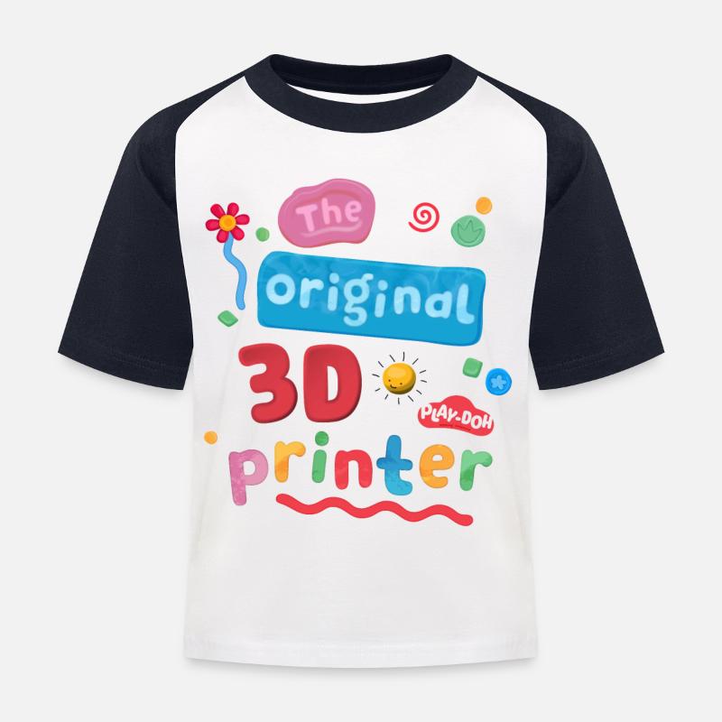 Play-Doh Plasticine, den originale 3D-printer - Baseball T-shirt til børn - hvid/marineblå