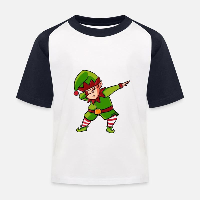 Weihnachten Elfe dabbing Wichtel Kinder Geschenk - Kinder Baseball T-Shirt - Weiß/Navy