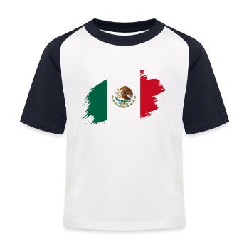 Mexique drapeau mexicain drapeau amérique centrale - T-shirt baseball Enfant - blanc/marine - Devant