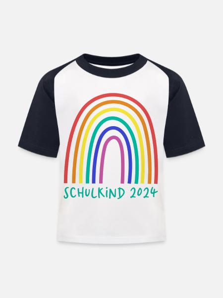 Schulkind 2024 grün - Kinder Baseball T-Shirt - Weiß/Navy