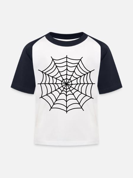 Spinnennetz - Kinder Baseball T-Shirt - Weiß/Navy