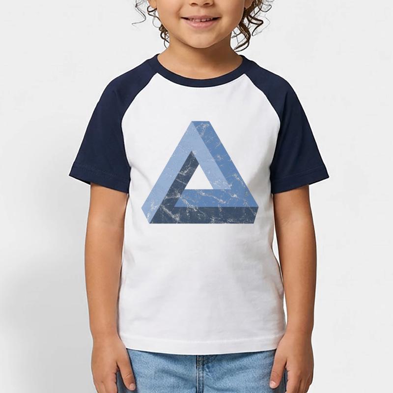 Impossible Triangle Tribar Optical Illusion Math Kids' Baseball T-Shirt