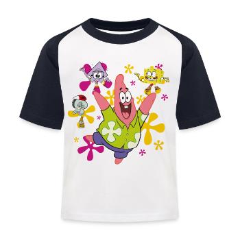 The Patrick Star Show Patrick SpongeBob Thaddäus - Kinder Baseball T-Shirt - Weiß/Navy - Vorne