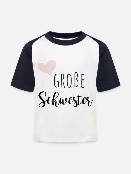 Große Schwester - Kinder Baseball T-Shirt - Weiß/Navy