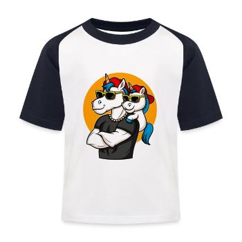 Einhorn Dadacorn Vater Sohn Baby Junge - Kinder Baseball T-Shirt - Weiß/Navy - Vorne