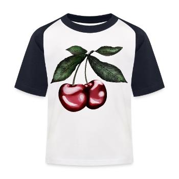 Cherries - Kids' Baseball T-Shirt - white/navy - Front